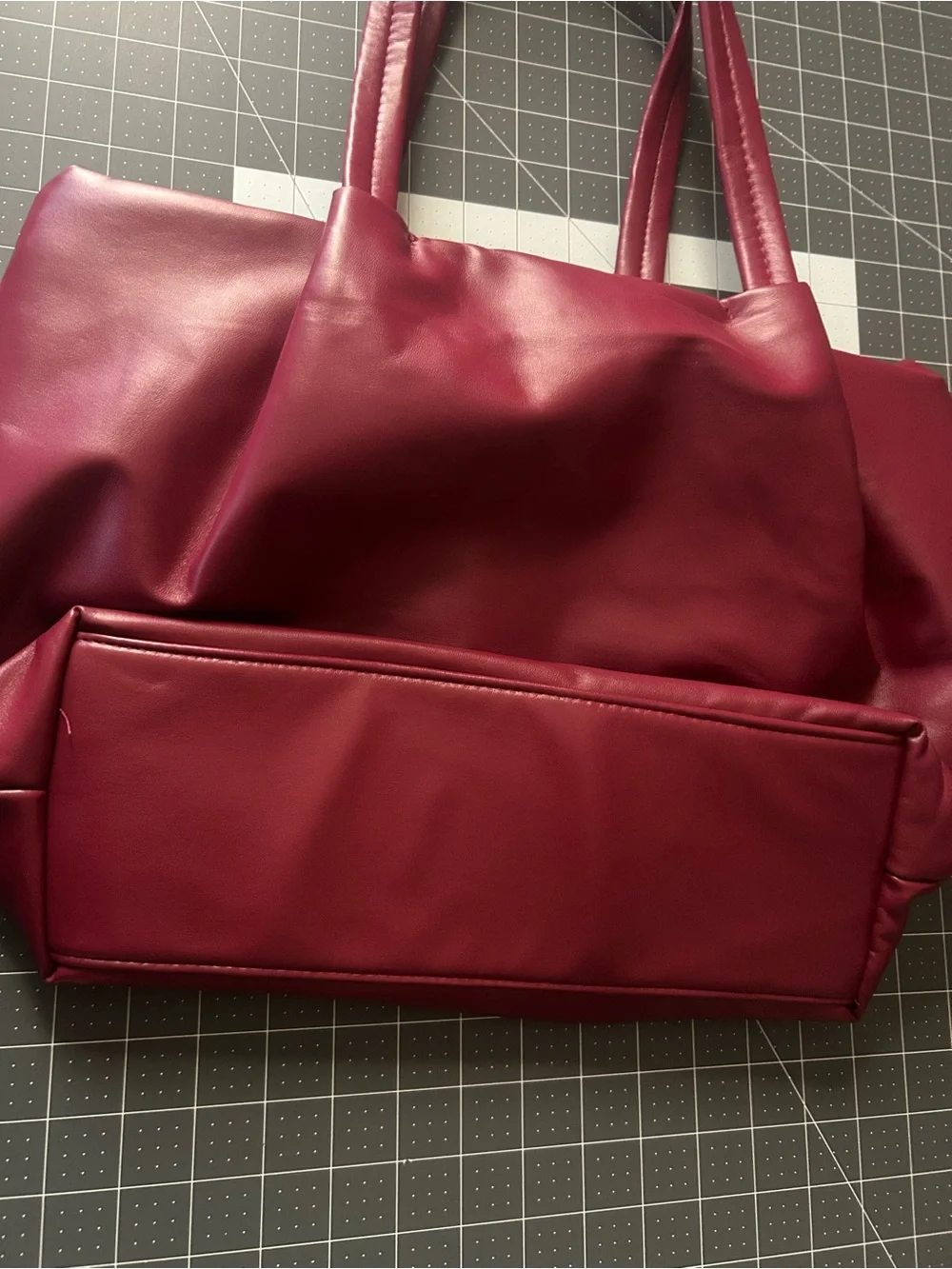 Neiman Marcus Wine Faux Leather Tote